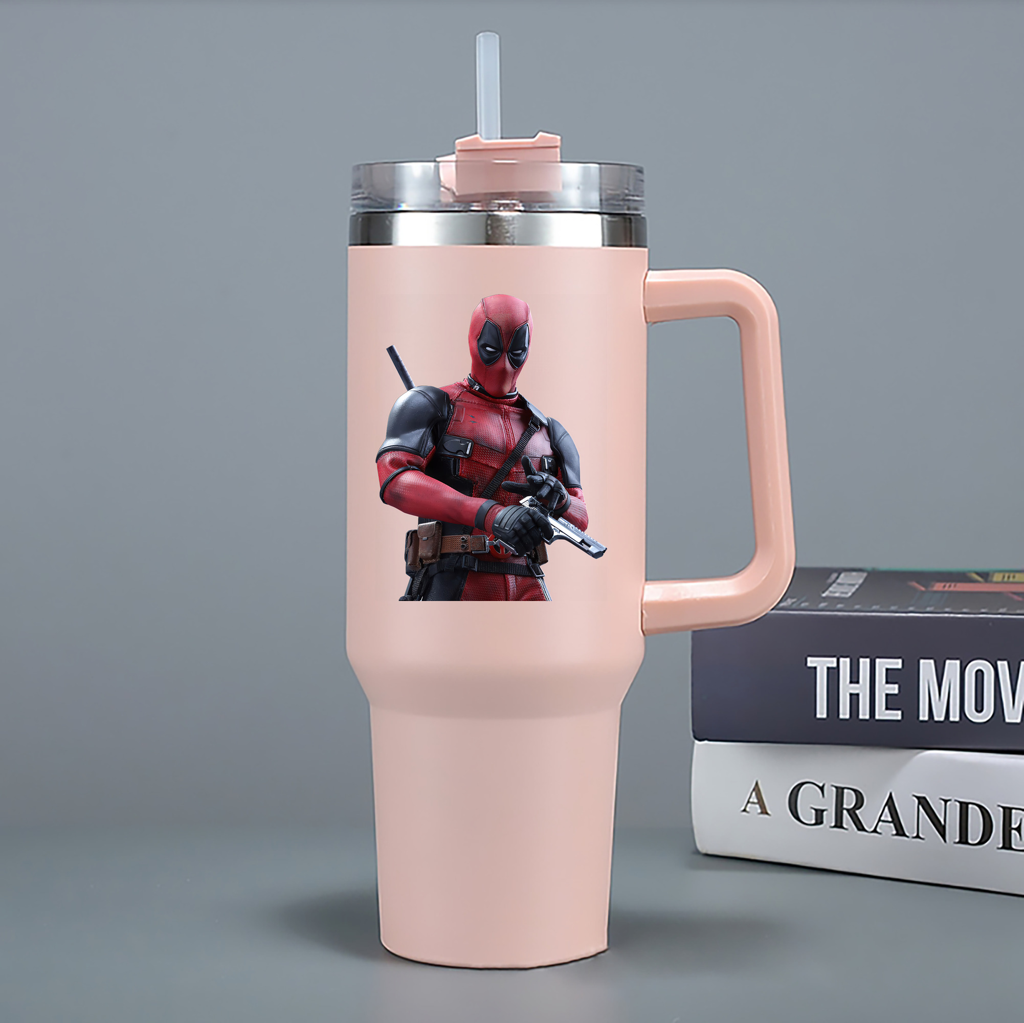 （画像用） Deadpool デッドプール 1200mL車用タンブラー - クリスタルステッカー（プラスチックストロー付き）